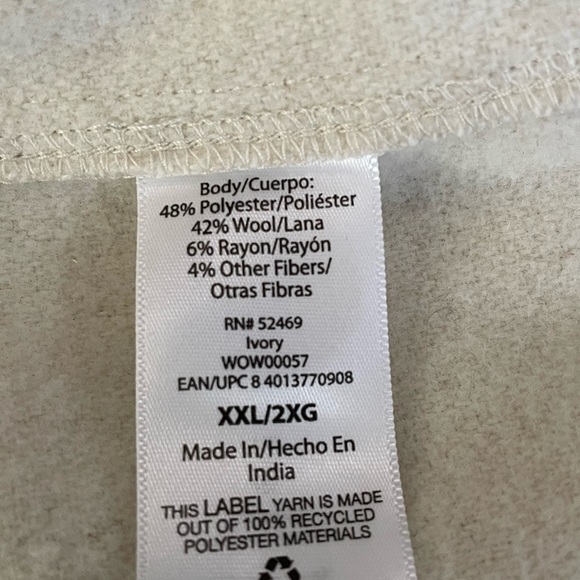 Free Assembly Women's Button Up Shirt Jacket Cream Recycled Wool Blend Size XXL - Picture 5 of 6